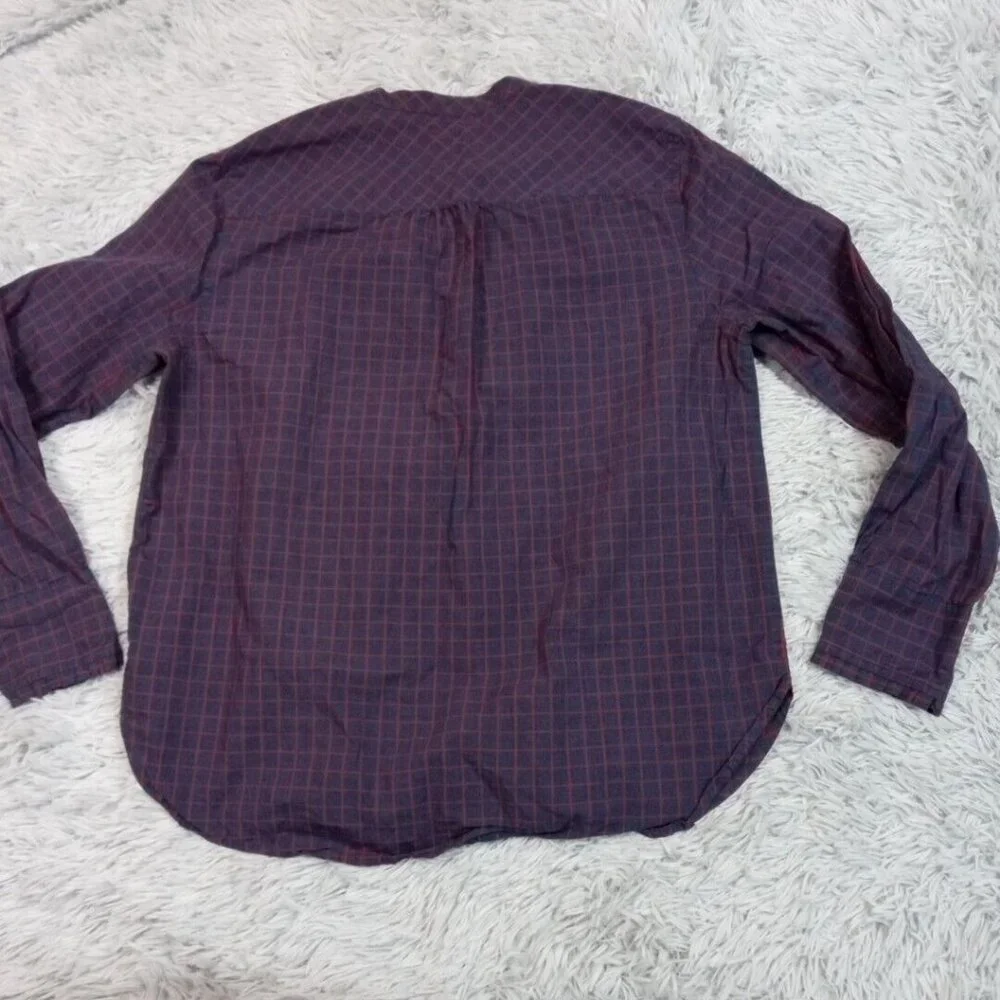 J. Crew Womens Shirt Blue 10 Ruffle Top Career Casual Comfort Check Buttons - Picture 10 of 10